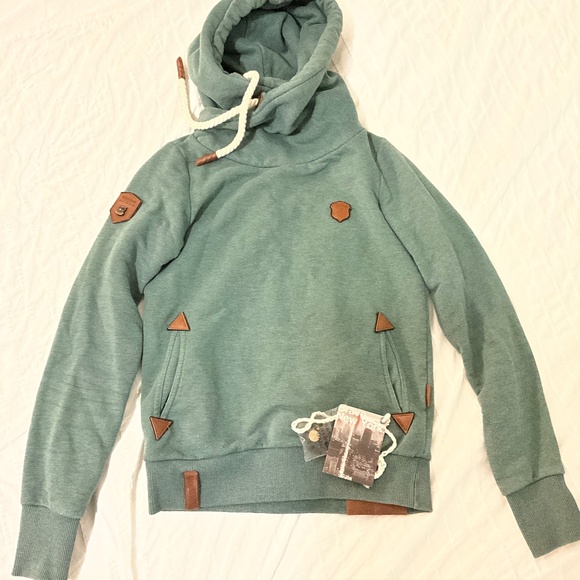 Naketano dark, heather green pocket hoodie, size medium - Picture 1 of 4